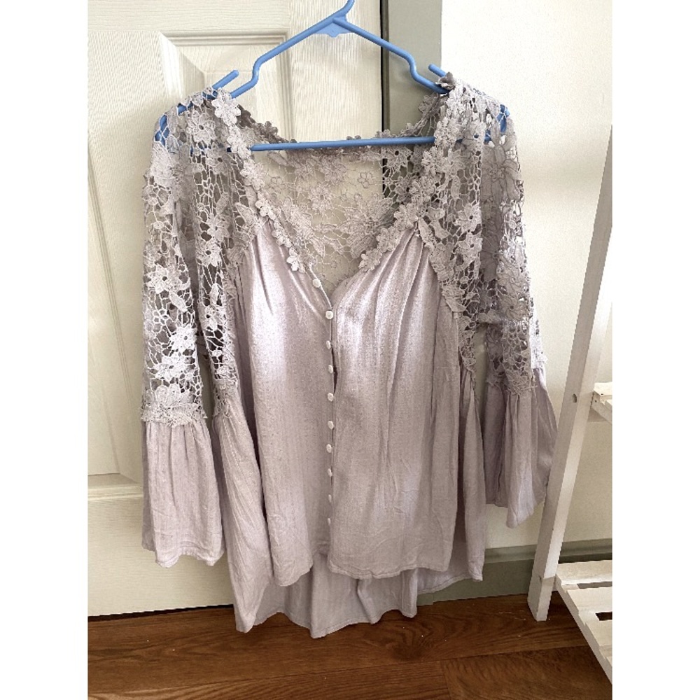 Embroidered Lavender Top